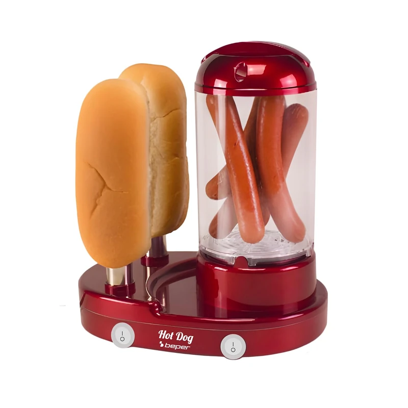 BEPER P101CUD502 3-in-1 Hot Dog Maker and Egg Cooker, Steamer for Sausages and Eggs, Bun Warmer with 2 Stainless Steel Rods, 440W, Dual Switch - Image 1