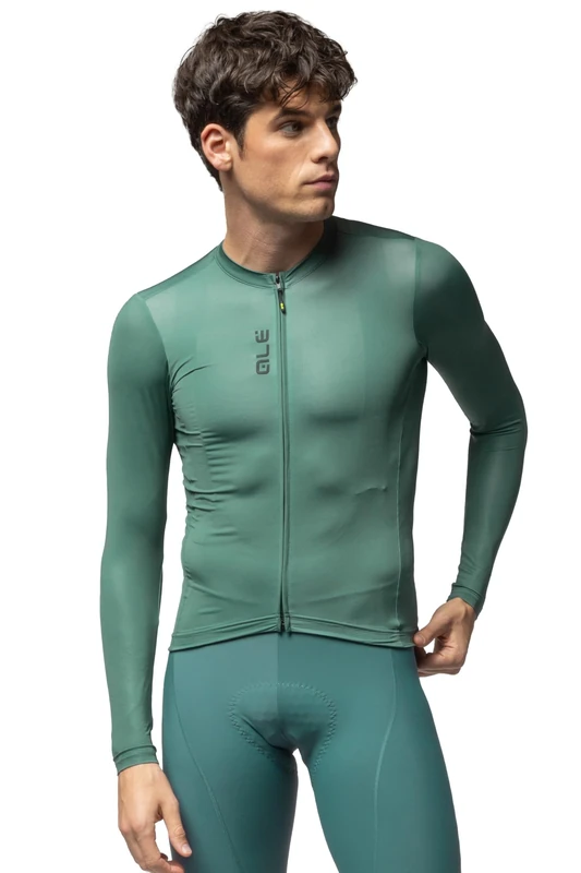 Alé Cycling Men's Pragma Colour Block Off-Road Long Sleeve Cycling Jersey, Moss Green, M