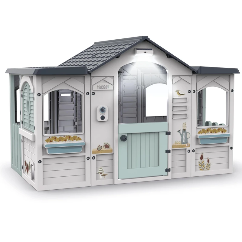 Chicos - Luma House Playhouse with light and sound | Hinged windows, letterbox, cat flap plus decorative stickers | For ages 24 months up (89656)