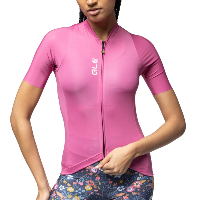 Alé Cycling Women's Pragma Colour Block Short Sleeve Cycling Jersey, Blush, XL