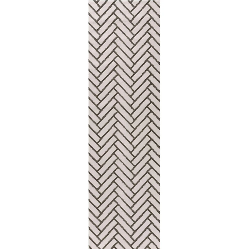THE RUGS Living Room Rug, Loft Collection – Modern Textured 14mm Soft Pile Area Carpet, Non-Shedding & Easy Care [ Chevron Green, 80x300 cm] - Image 1