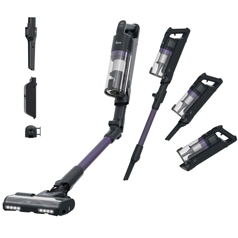 Hoover HF1 Max Vacuum Cleaner Cordless with 3 Speeds, 50-min Runtime, 200W Anti-Hair Wrap, Double Edge Cleaning, LED Headlight, HEPA Filter, Flexible Tube with Crevice Tool [XUKF1CHX]