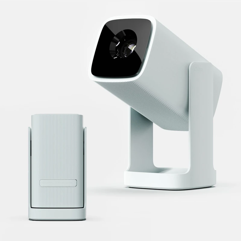 Wanbo Cube 1 Pro Smart Projector with Android TV & Google Play – Compact Portable Mini Projector and Bluetooth Speaker 8W, Keystone Correction, Home Theater for Small Spaces, Bedrooms, Dorms, Blue