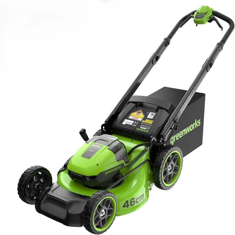 Greenworks 48V (24V x 2) Lithium‑Ion Cordless Self‑Propelled Lawnmower, 46cm Cutting Width, up to 440m², 8-position central height adjustment 25–95mm, Battery & Charger Not Included – LM4602S
