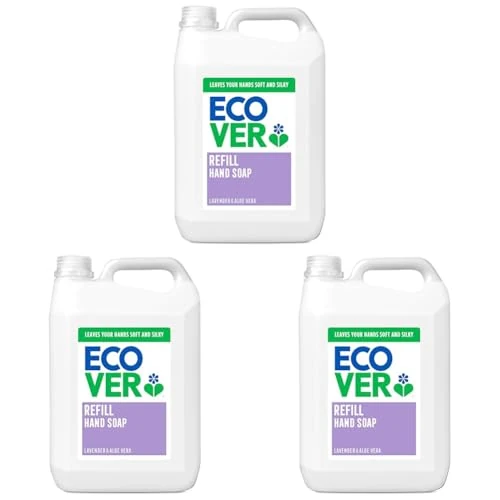 Ecover Hand Wash, Hand Soap Refill, Lavender and Aloe Vera, Dermatologically Tested, For Sensitive Skin 5L (Pack of 3)