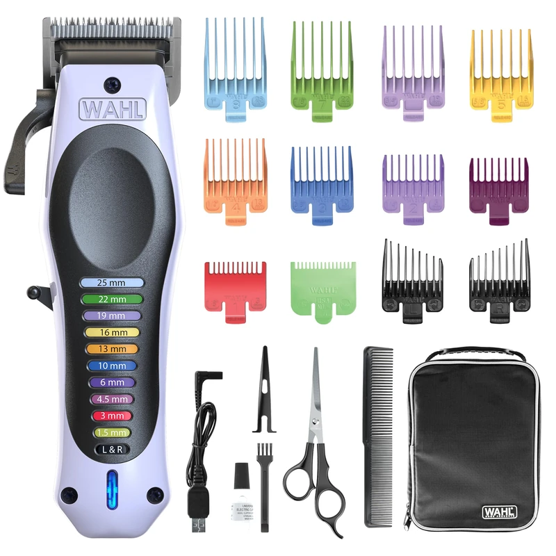 Wahl Colour Pro Cordless Li Hair Clipper – Colour‑Coded Comb System, Professional Precision Blades, 120‑Minute Cordless Runtime, Adjustable Taper Lever, Home Haircut Kit for Family Grooming