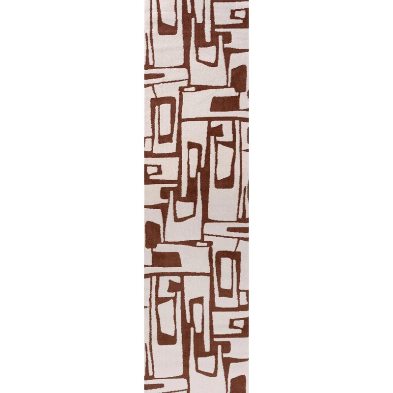 THE RUGS Living Room Rug, Loft Collection – Modern Textured 14mm Soft Pile Area Carpet, Non-Shedding & Easy Care [ Abstract Terra, 80x300 cm] - Image 1