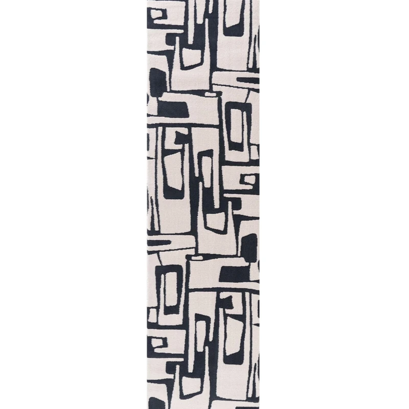 THE RUGS Living Room Rug, Loft Collection – Modern Textured 14mm Soft Pile Area Carpet, Non-Shedding & Easy Care [ Abstract Blue, 80x300 cm]