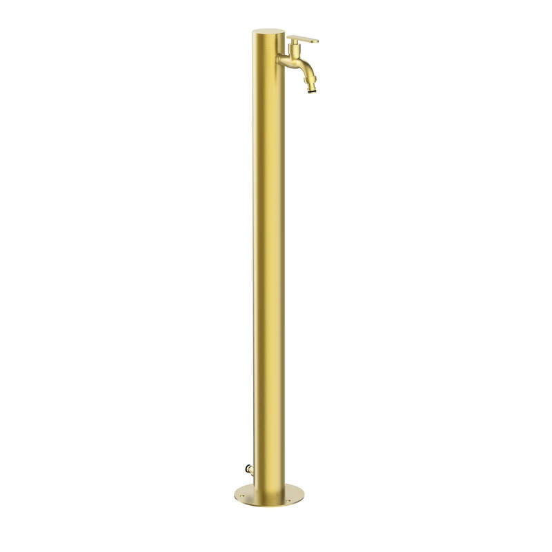 Stainless Steel Water Dispenser, Gold, 93 cm, Ø 63 mm, 304 Stainless Steel, Brushed, 2 outlets, Hidden Water Supply, Stable Floor Installation, Garden and Terrace tap - Image 1