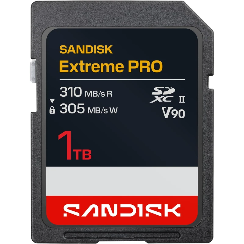 SANDISK Extreme PRO SD UHS-II V90 Card 1TB (read speeds up to 310MB/s, write speeds up to 305MB/s, works with DSLR and Mirrorless cameras)