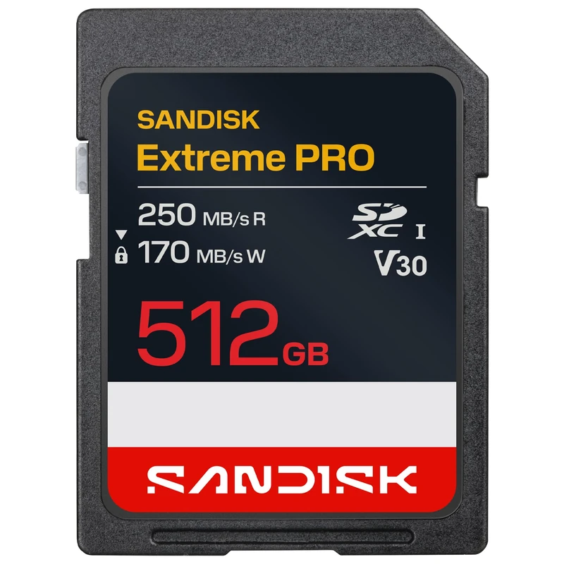 SANDISK Extreme PRO SD UHS-II V90 Card 512GB (read speeds up to 310MB/s, write speeds up to 305MB/s, works with DSLR and Mirrorless cameras)