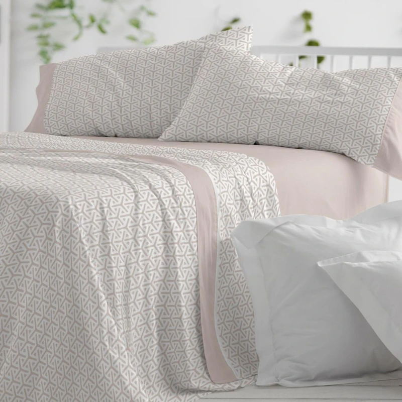 Burrito Blanco | Cotton Bedding Set | Bed 200 cm Design 638 | Beige (200x200 cm.)