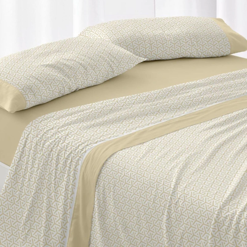 Burrito Blanco | Cotton Bedding Set | Bed 200 cm Design 638 | Mustard Colour (200x200 cm.)