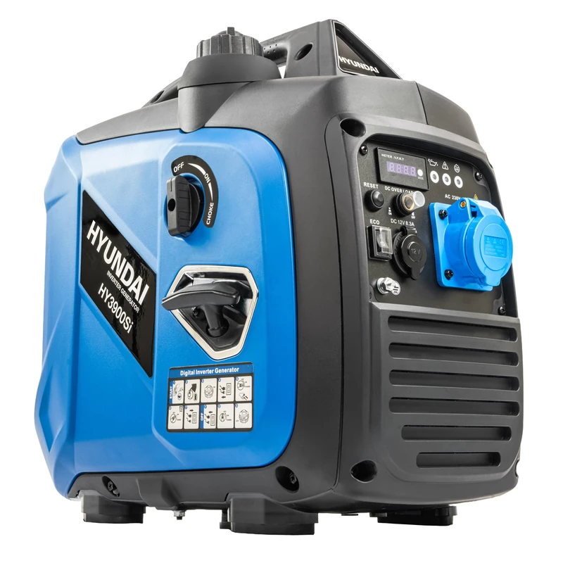 Hyundai 3.3kW / 3300W Petrol Inverter Generator, 3.0kW Continuous, Recoil Start, Pure Sine Wave, 16A Industrial Socket Low Noise Power for Caravans & Motorhomes