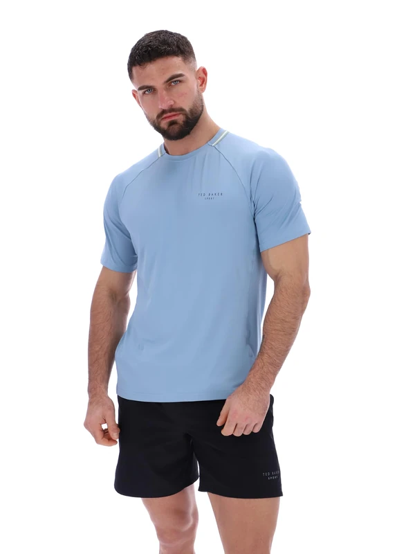 Ted Baker Sport Mens Harrison Aeroflow Training T-Shirt Faded Denim - Image 1