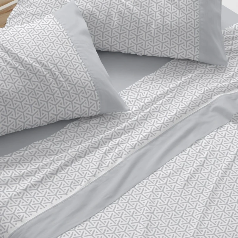 Burrito Blanco | Cotton Bedding Set | Bed 180 cm Design 638 | Grey Color (180x190/200 cm.)