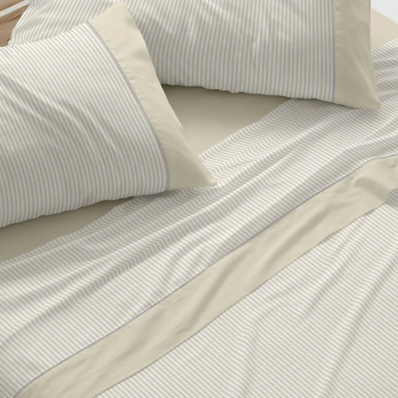 Burrito Blanco | Cotton Bedding Set | 180 cm Bed Design 640 | Wheat Color (180x190/200 cm.)
