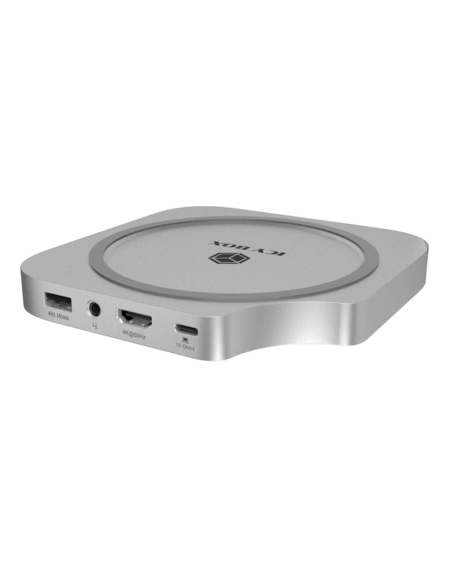 ICY BOX USB Type-C (7-in-1) DockingStation with M.2 NVMe slot, HDMI 4K 60Hz, 3x USB-A, SD microSD, 10 Gbit/s, Aluminium, for Mac mini M4, Club Dock 100, IB-DK100