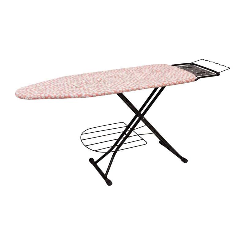 Relaxdays Ironing Board for Steam Irons, Adjustable, Foldable, Floral Cover, 110 x 33 cm, White-Pink