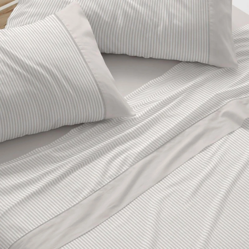 Burrito Blanco | Cotton Bedding Set | Bed 120 cm Design 640 | Greige Color (120x190/200 cm.)