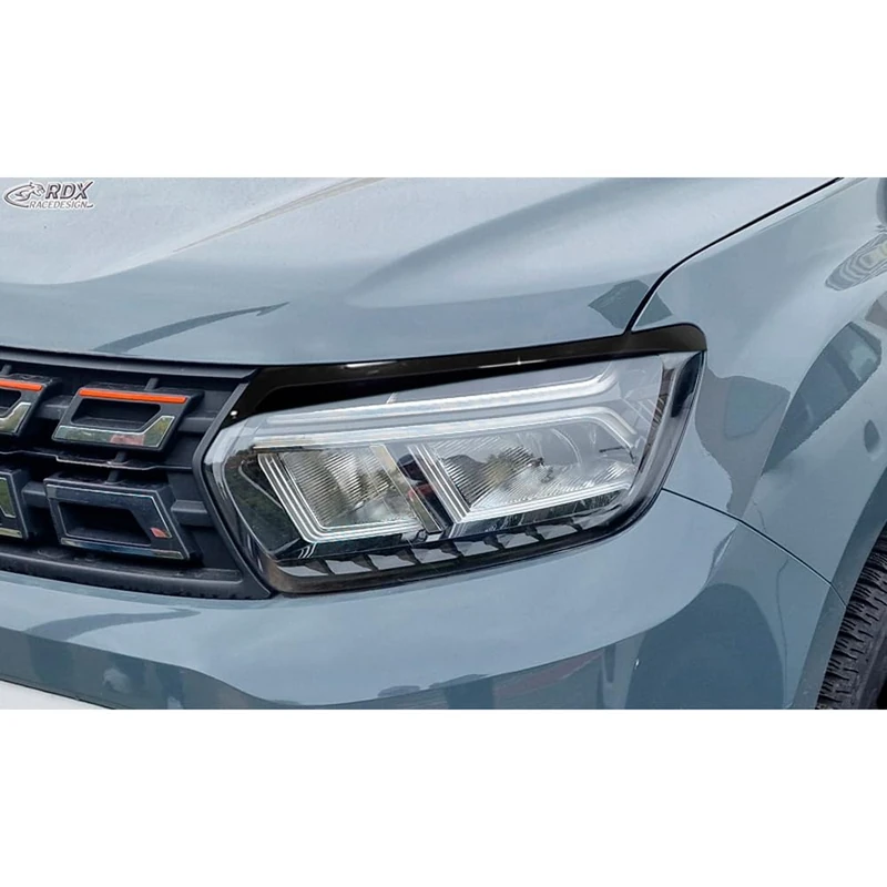 RDX Head light spoilers compatible with Dacia Duster II 2018-2024 (ABS Gloss Black) - Image 1