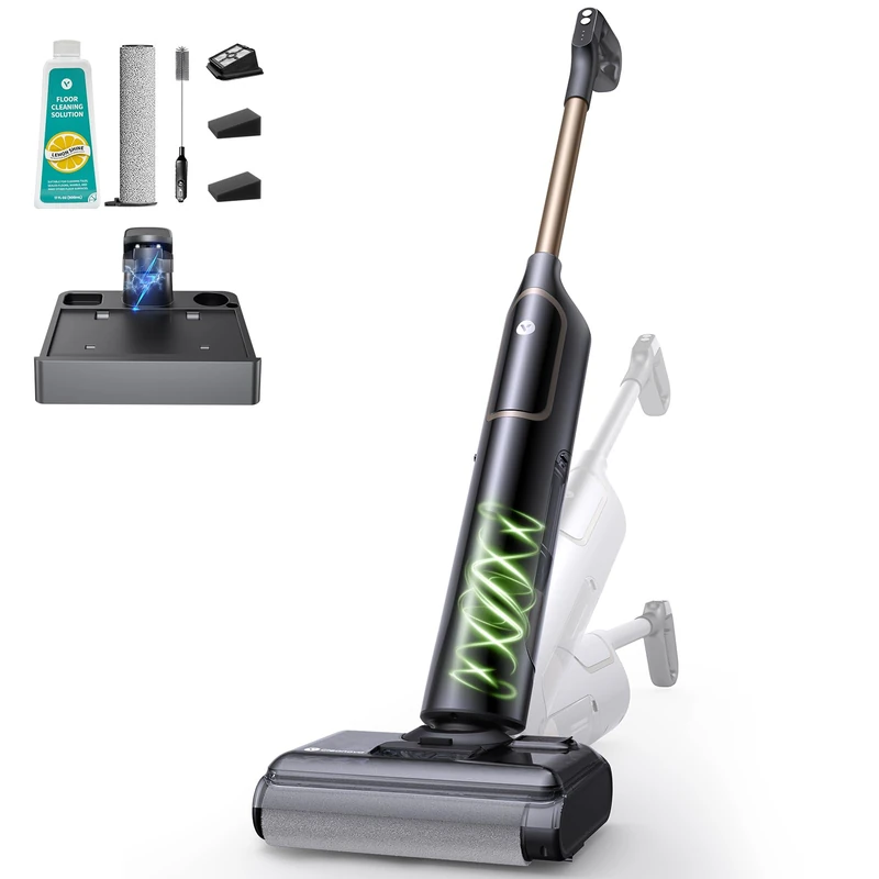 Vexilar X7 Cordless Vacuum Cleaner, 8000Pa Folding 180°, 3 Modes and Self-Cleaning, 800 ml Tank, Pressure Wash and Anti-Tangle for Carpet and Hair, with Cleaning Fluid