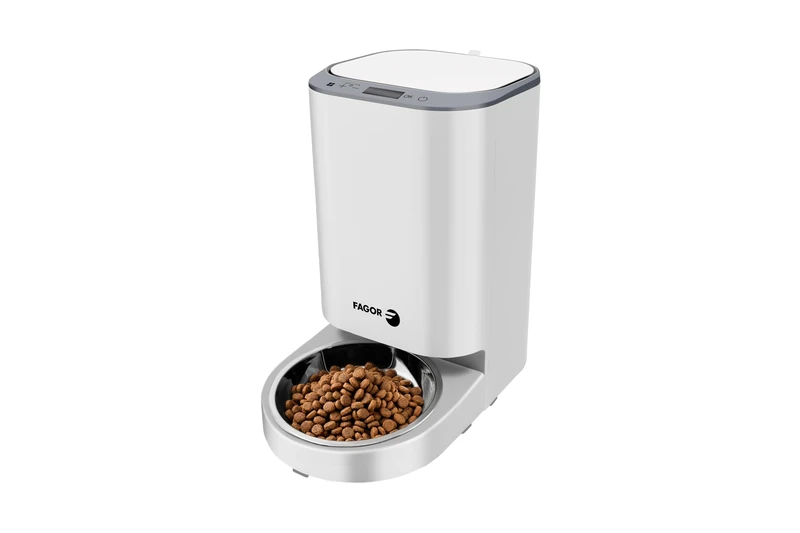 Fagor – Automatic Feeder for Pets MealMate One 4L, Automatic Distribution System Anti-Jamming, Desiccant Bag Compartment, Dual Function: Power and Battery