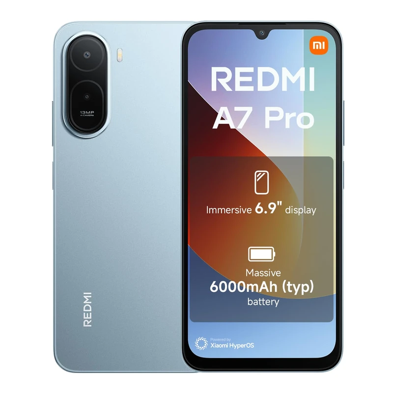 XIAOMI Redmi A7 Pro Smartphone 4+128GB, Immersive 6.9" display, 6000mAh (typ) battery, Octa-core processor, 13MP AI dual camera, Mist Blue, 1 year extra warranty (No power adapter included)