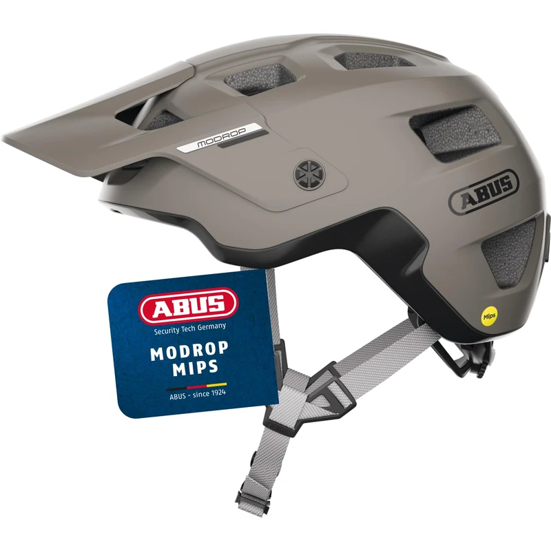 ABUS MTB Helmet MoDrop MIPS - Robust Bicycle Helmet with Impact Protection for Mountain Bikers - Individual Fit - Unisex - Grey, S