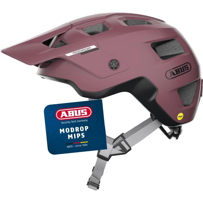 ABUS MTB Helmet MoDrop MIPS - Rugged Bicycle Helmet with Impact Protection for Mountain Bikers - Individual Fit - Unisex - Red, M
