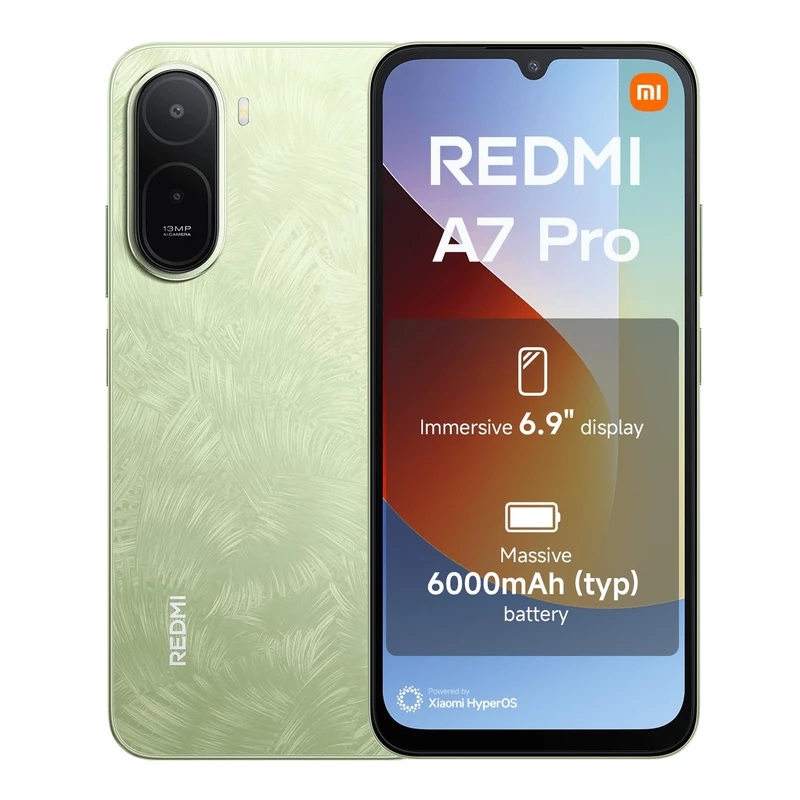 XIAOMI Redmi A7 Pro, Smartphone 4+128GBB, Immersive 6.9" display, 6000mAh (typ) battery, Octa-core processor, 13MP AI dual camera, Palm Green,1 year extra warranty (No power adapter included)