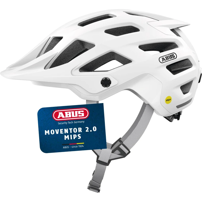 ABUS MTB Helmet Moventor 2.0 - Comfortable Cycling Helmet for Terrain - All-Mountain Helmet - for Women and Men - White, L