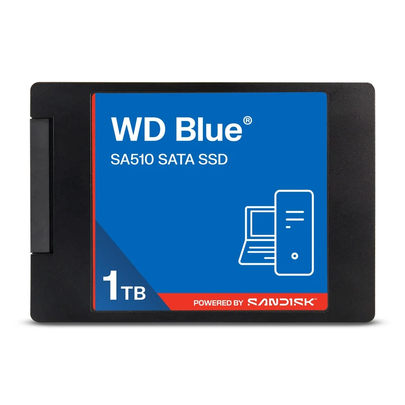 WD Blue SA510 2.5”/7mm SATA SSD 1TB (Up to 560MB/s sequential read speed, 3D NAND, Acronis True Image, SANDISK Dashboard)