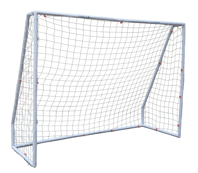 Kickmaster Garden Football Goal | 6ft or 8ft Wide 42mm Thick Premium PVC Soccer Goalposts & Net | White Outdoor Practice Target (8ft)