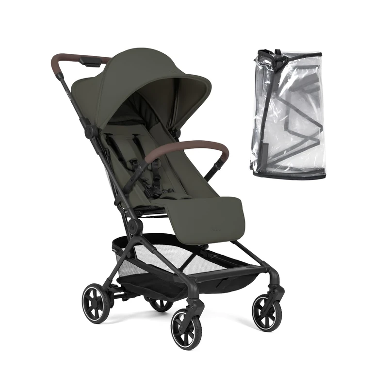 Hauck Lite N Care, Dark Olive - Lightweight Carbon Fibre Pushchair, Compact City & Travel Stroller with Carry Strap, IATA Cabin Size One-Hand Fold, Fully Reclining from Birth to 22 kg, UPF 50+