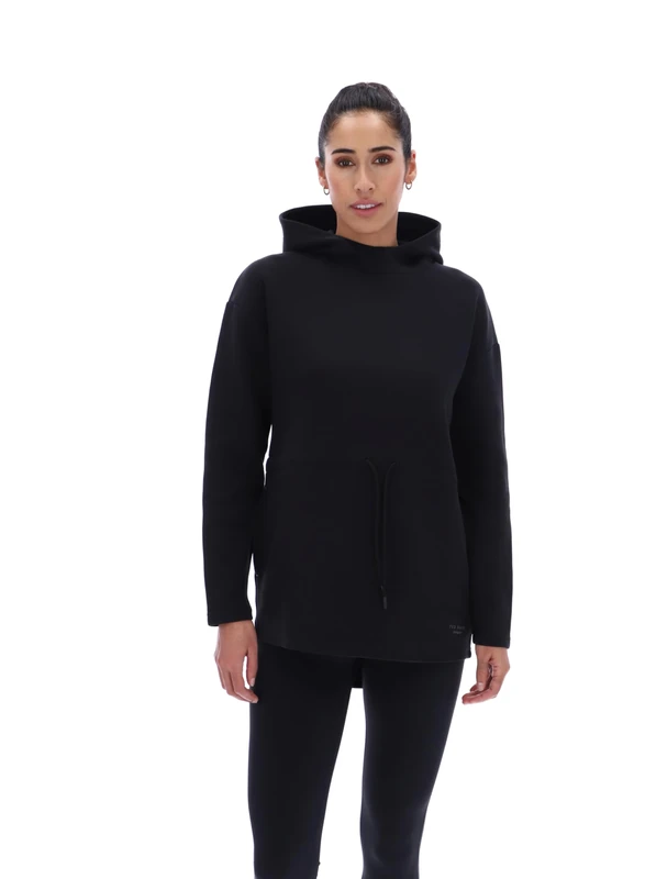Ted Baker Womens Aster Long Line Scuba Yoga Hoodie Sweatshirt, Black, S EU