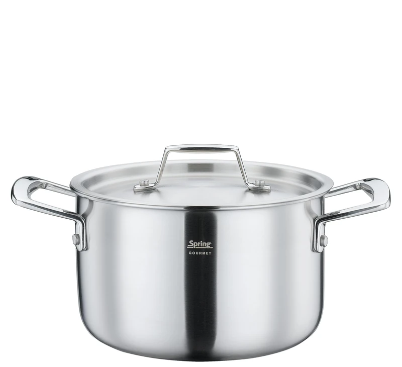 Spring Gourmet Cooking Pot with Lid Diameter 18 cm, 2.7 L, Stainless Steel, Suitable for Induction Cookers, Oven and Dishwasher Safe, Multi-Layer Material, Aluminium Core, Cooking Pot for All Hobs - Image 1