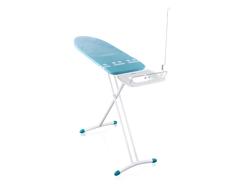Leifheit Ironing Board AirBoard Express M Solid, 120x38 cm iron board surface, cotton cover, height adjustable up to 100 cm, metal steam station shelf with hanger and cable holder