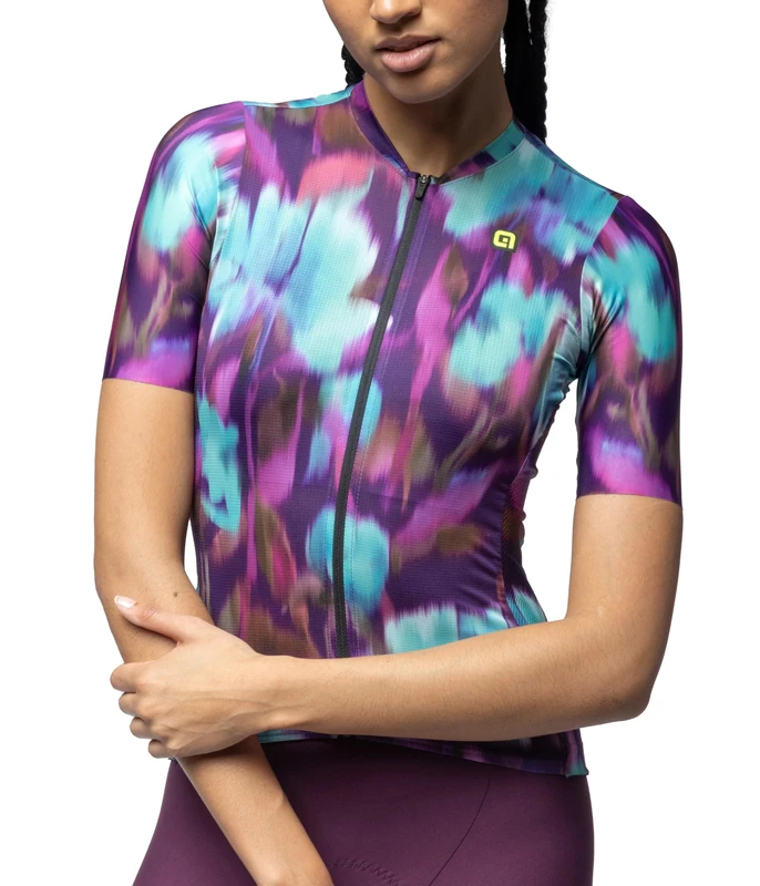 Alé Cycling Women's PR.E Jardin 2.0 Short Sleeve Cycling Jersey, Purple Combo, XL