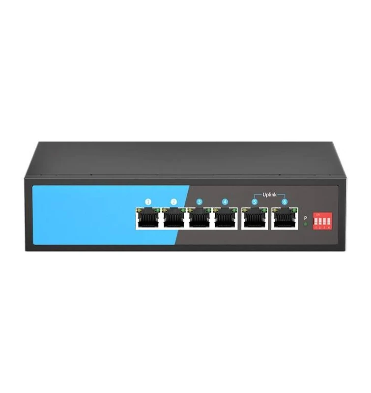 LINK LKSPOE4G1 Gigabit Network Switch 4 PoE+ Ports 60W + 2 Uplink Ports 10/100/1000 - Fast Power and Network Connection for Office and Professional Plants