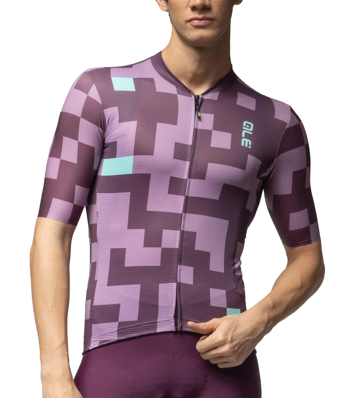 Alé Cycling Men's Pragma Pixel Short Sleeve Cycling Jersey, Light Purple, S