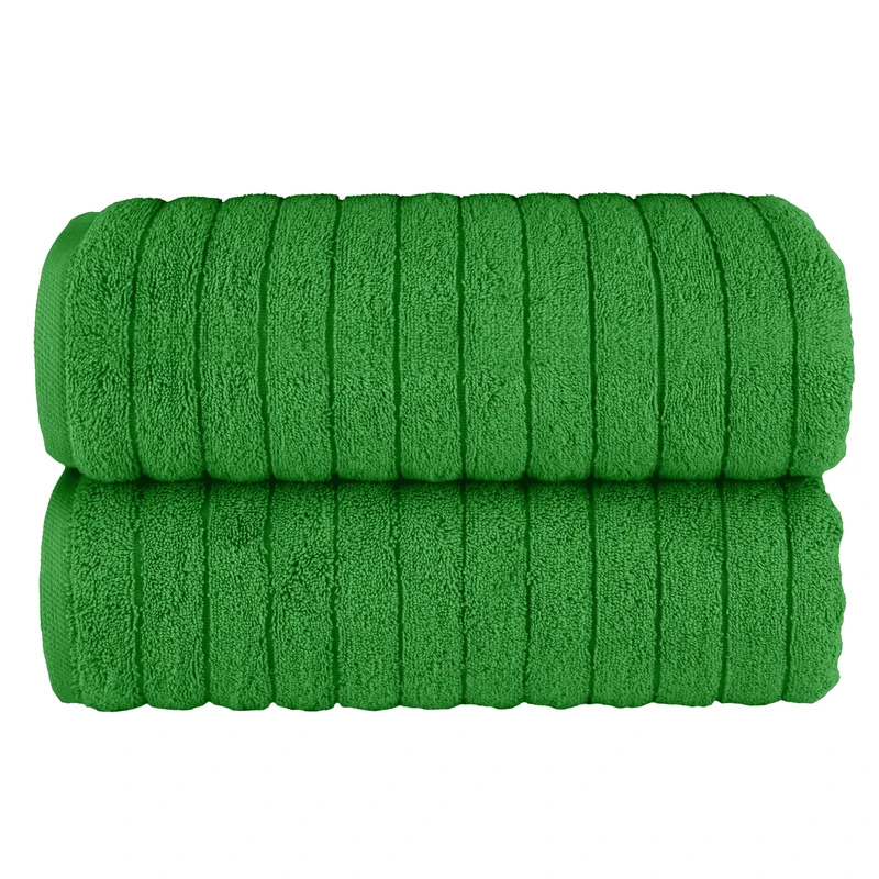 Elegant Comfort 100% Turkish Cotton Corduroy Ribbed Luxury Soft 2 Pack Bath Towels 27 x 54 Inch - Ultra Plush, Absorbent, Quick Dry, Hotel Spa Quality Towels for Bathroom Essentials, Emerald Green