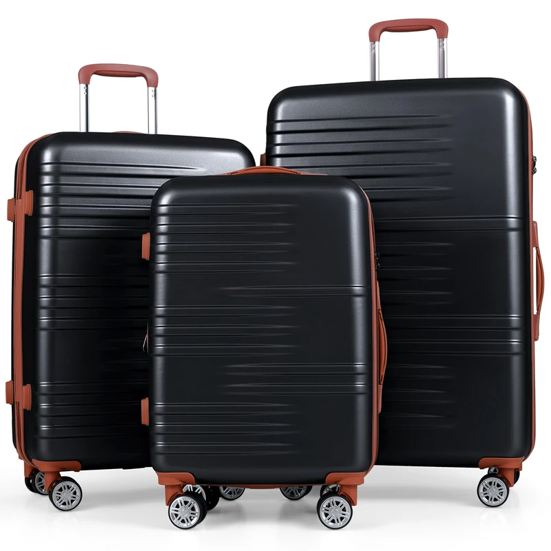 FANTASK 3-Piece Suitcase Set, 20 + 24 + 28 Inches, Expandable Hard Case with TSA Lock, 4 Spinner Wheels, Telescopic Handle & Protective Covers, Lightweight Travel Suitcase for Business & Holidays