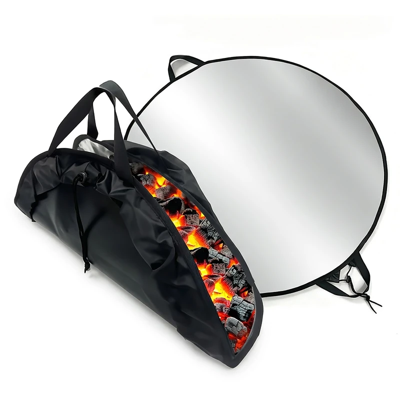 Relaxdays fireproof mat, round, barbecue & fire bowl, Ø 100 cm, 5-layer fire protection, black/silver