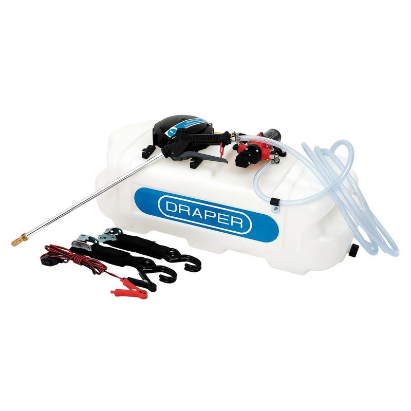 Draper ATV Spot Sprayer 37L, HDPE Tank with Diaphragm Pump, Handheld Spot Lance, Stream & Cone Spray Patterns, Remote Switch Control, Strap Mount for Quad Bike - Fertiliser & Weed Killer - Image 1