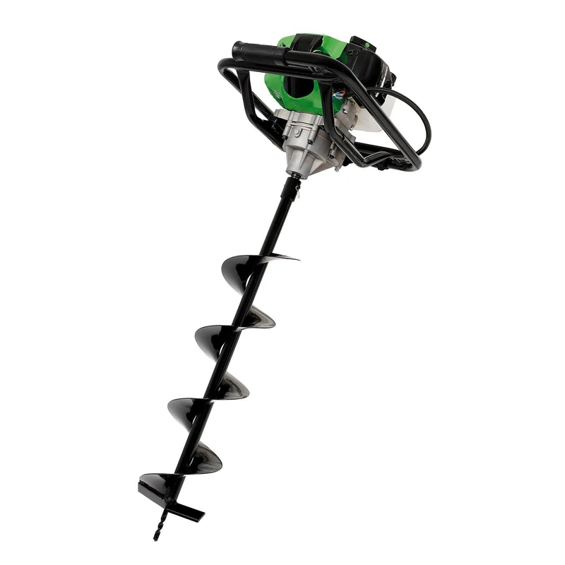 Draper 51.7cc Petrol Earth Auger, Post Hole Digger with 100/150/200mm Drill Bits, 800mm Depth, 2-Stroke Engine, Easy Start, Twin Handles, E10 Compatible