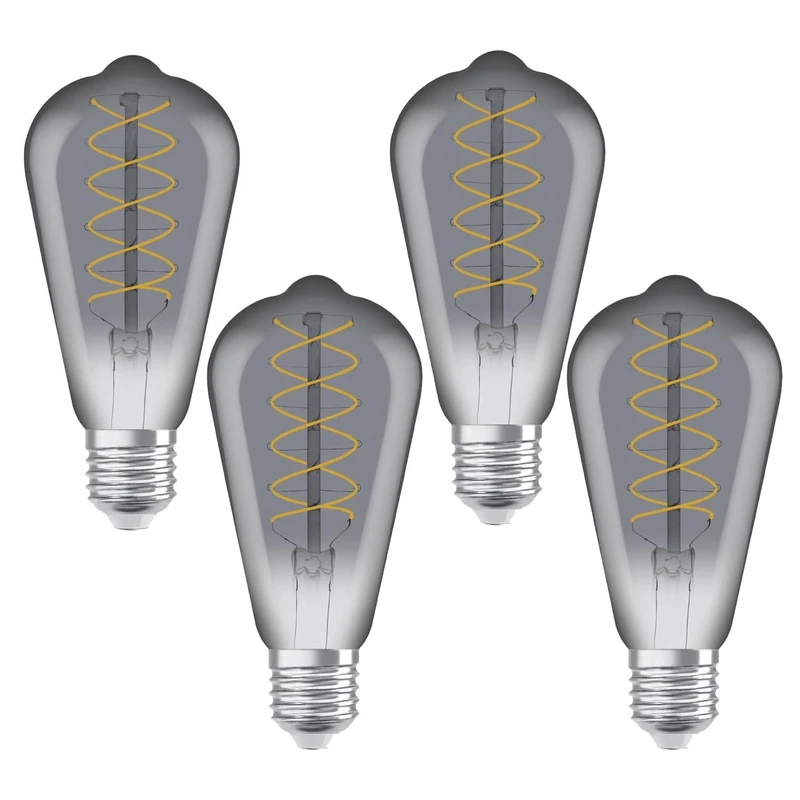 OSRAM Vintage 1906 LED Classic Slim Filament Edison DIMMABLE 7.8W 818 Smoke E27,4-Pack