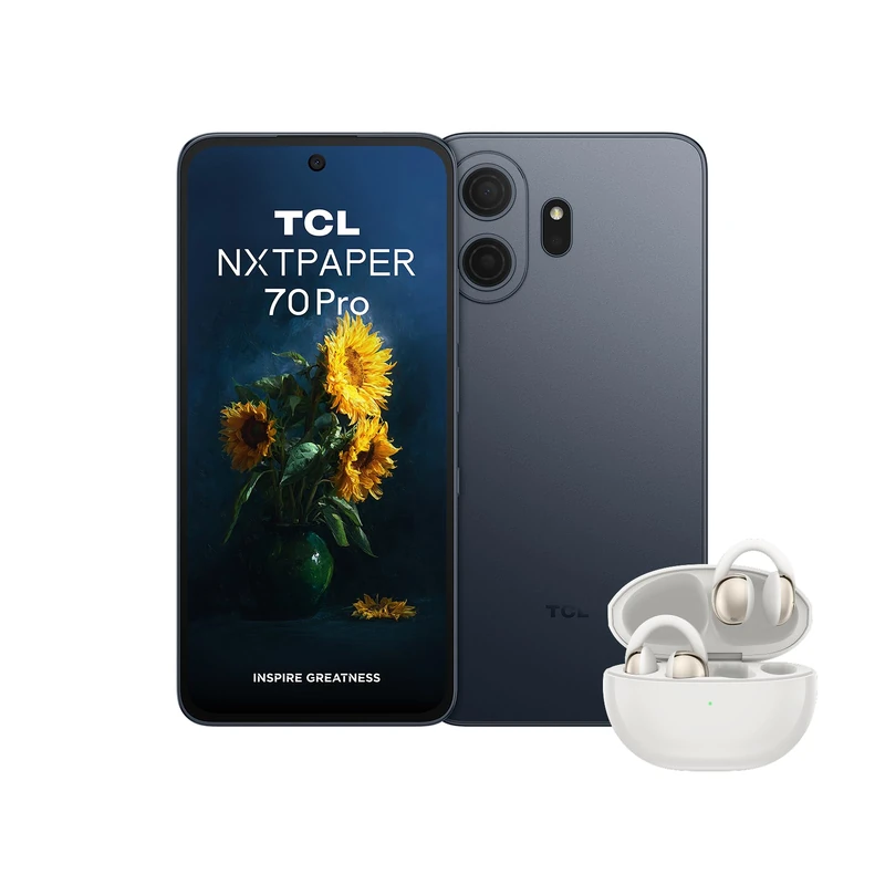 Bundle of TCL NXTPAPER 70 Pro 5G Android Smartphone,NXTPAPER 4.0,512GB+8GB,Stellar Blue + TCL CrystalClip Clip On Design Bass Enhancement 3D Room Sound Up to 36 Hours Playback Moon White