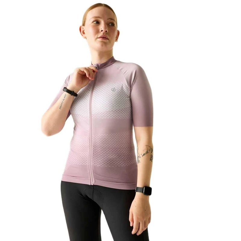 Dare2b Women's Lightning Short Sleeved Printed Cycling Jersey, Breathable Reflective Bike Top