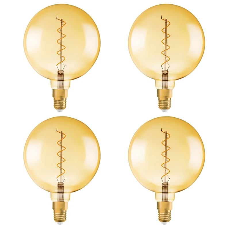 OSRAM Vintage 1906 LED Classic Globe Dimmable 4W 820 Gold E27,4-Pack